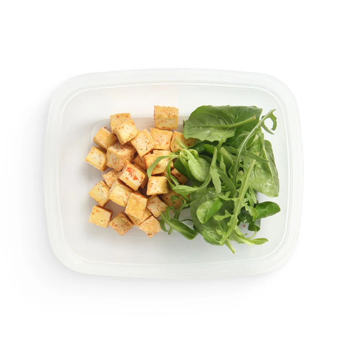 Тофу с рукколой и мини-шпинатом