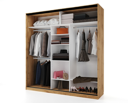 Шкаф-купе МАМА SLIM,184*60, Дуб вотан, Серый с зеркалом