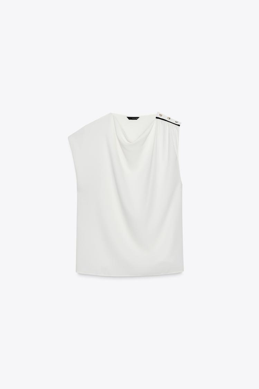 ZARA БЛУЗКА С ПУГОВИЦАМИ НА ПЛЕЧЕ, ЭКРЮ