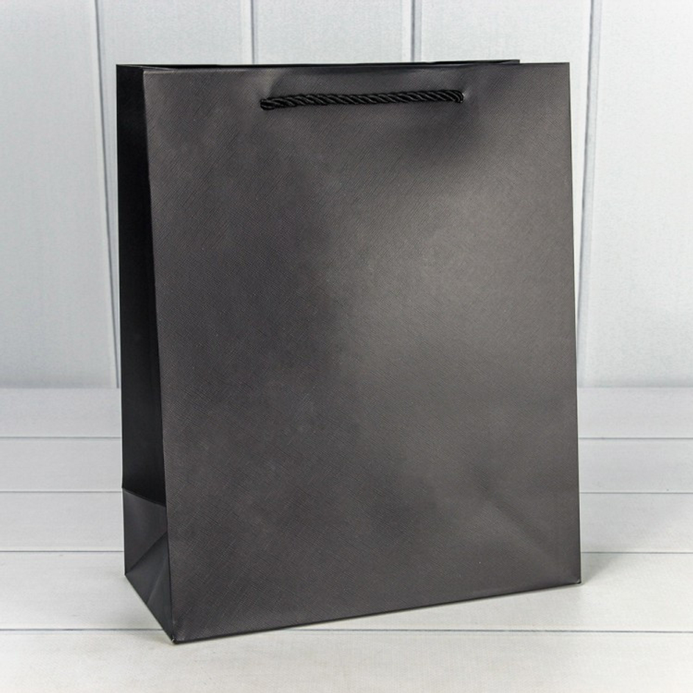 Пакет подарочный 20х30х10см "Фактура" (Черный)