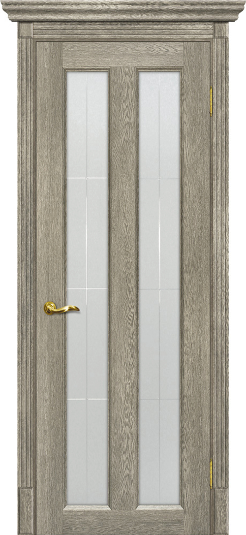Дверь Тоскана-5 / Цвет Гриджио / Сатинат, контурный полимер б-цв. рис. Решетка / Двери МАРИАМ