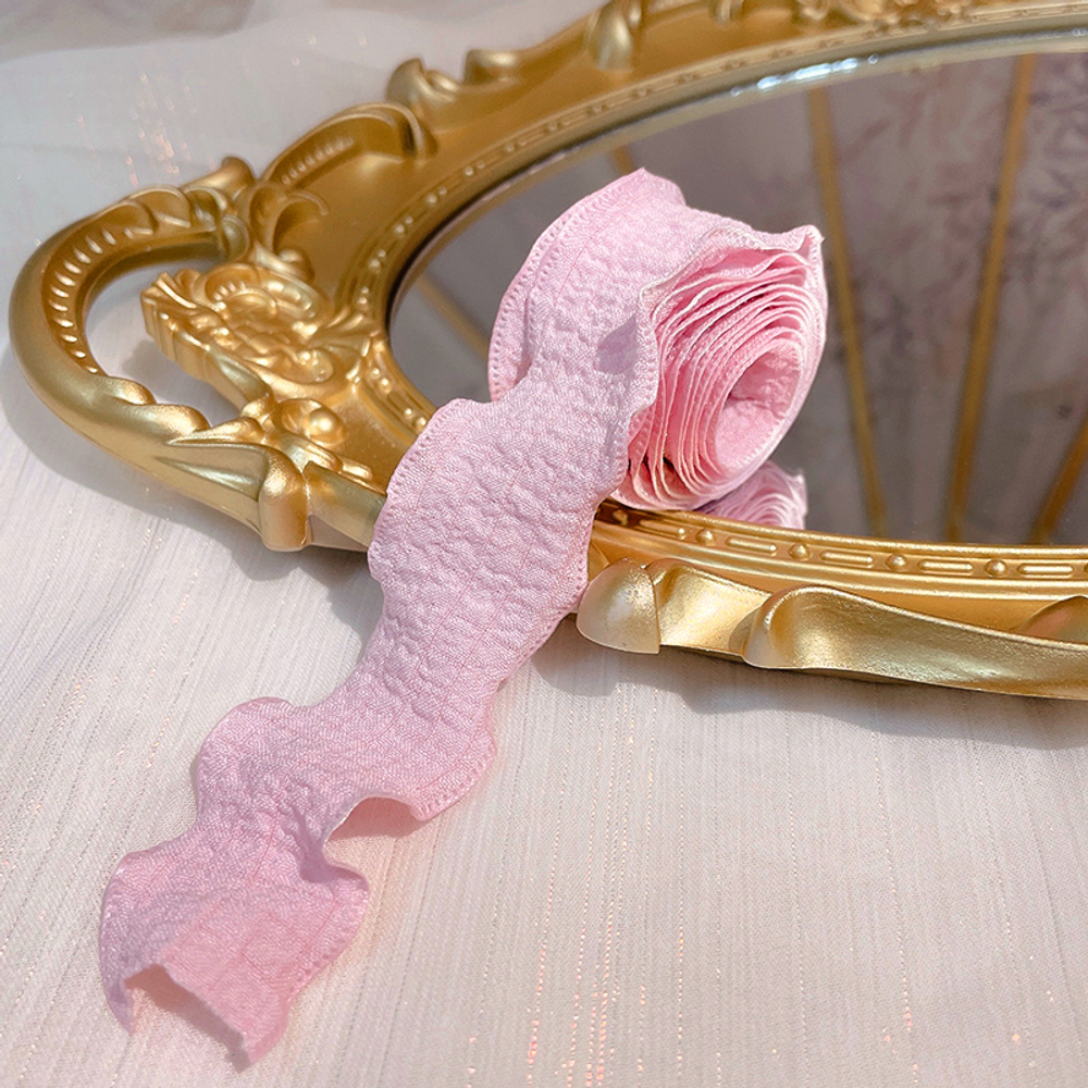 Лента тканевая (4 см*9,14 м) Нежная волна, Розовый, 1 шт.