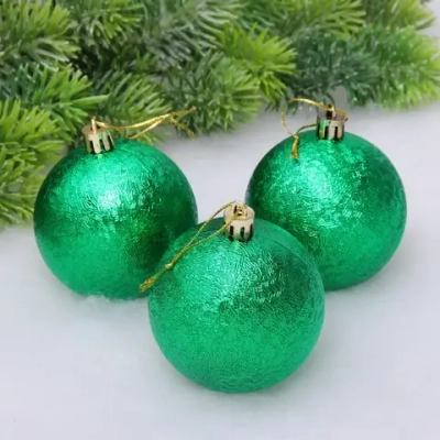 Новогодние шары 7см (набор 3шт) «Мягкий блеск», зеленый