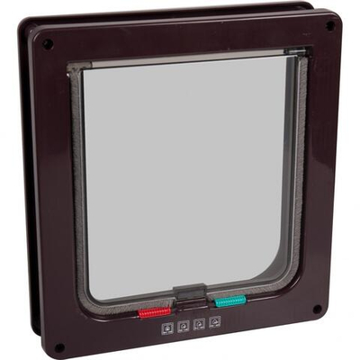 Дверца для кошки PORTA - 4, 16,5 см Ш(выреза) х 17,4 см В(выреза) х 1,38 см Г, коричневый, Flamingo