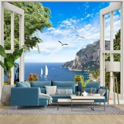 Фотообои на стену "Вид из окна на море" флизелиновые 300х260 см.