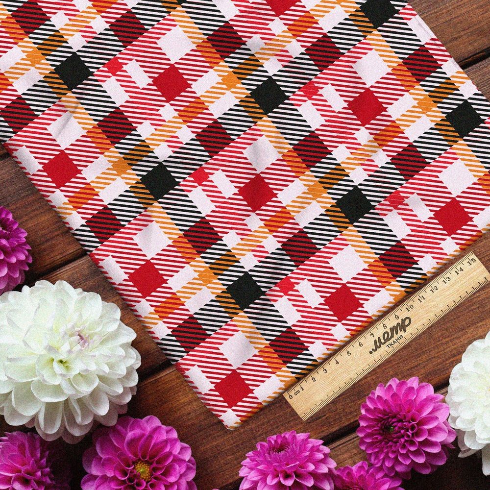 Ткань оксфорд 210 клетчатый узор