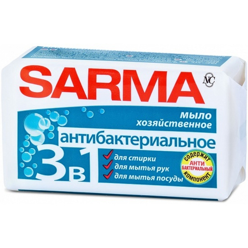 Мыло хозяйственное "SARMA" Антибактериальное 3 в 1 140гр