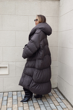 Пуховик А-силуэта в длине макси