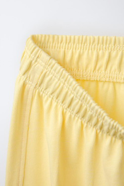 ZARA ОДНОТОННЫЕ БРЮКИ WIDE LEG HEAVY WEIGHT, ЖЕЛТЫЙ