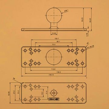 Площадка крепления для эхолота/картплоттера RAM 1.5" (38мм) тип С алюминий