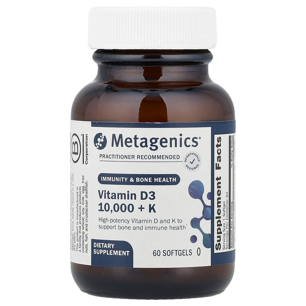 Metagenics, витамин D3 10 000 с витамином K, 60 капсул