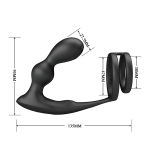 Черный вибростимулятор простаты 9,5см с эрекционным кольцом и пультом ДУ Pretty Love Marshall BI-040132W