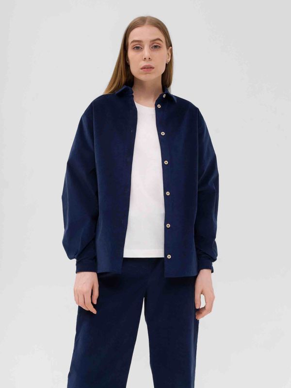 Рубашка Микровельвет Женская Синяя - фото 1