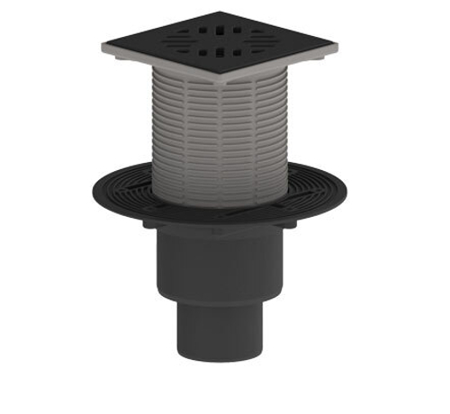 Трап регулируемый ТП-310PN D50/75/110 вертикальный с чугунной решеткой