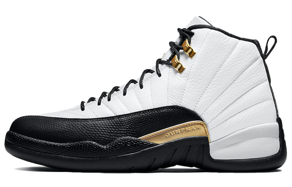 Jordan Air Jordan 12 retro "royalty" simple and comfortable shock absorption, non-slip and wear-resistant mid-top retro basketball shoes men's black and white gold 2021 edition