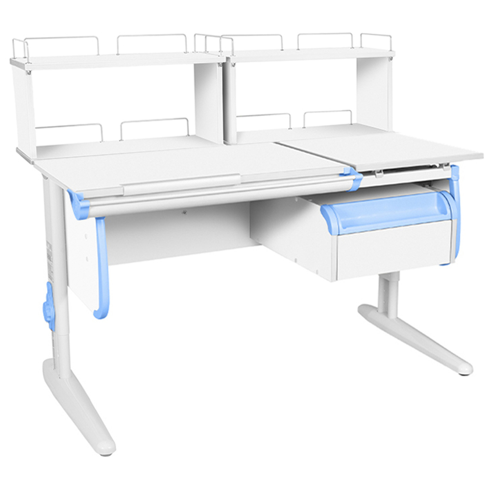 Растущая парта СУТ 25 с задними полками СУТ.15.240 и навесной тумбой (1200×880 мм)