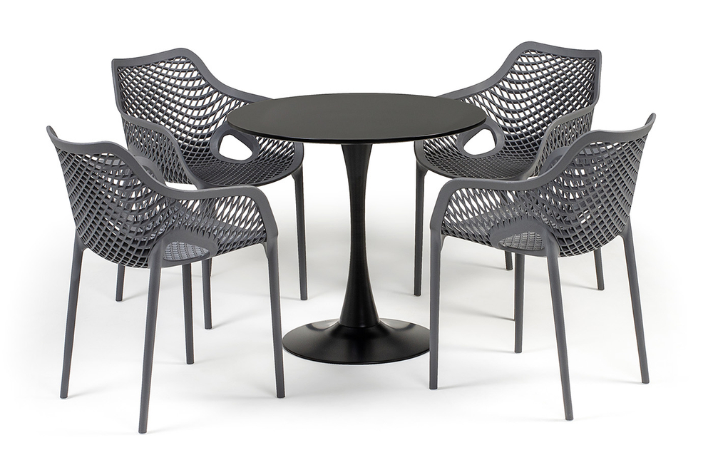 "Беллини" обеденная группа на 4 персоны, цвет темно-серый
