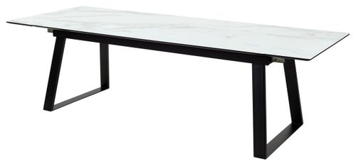 Стол Франк 200 БЕЛЫЙ МРАМОР, стекло / ЧЕРНЫЙ