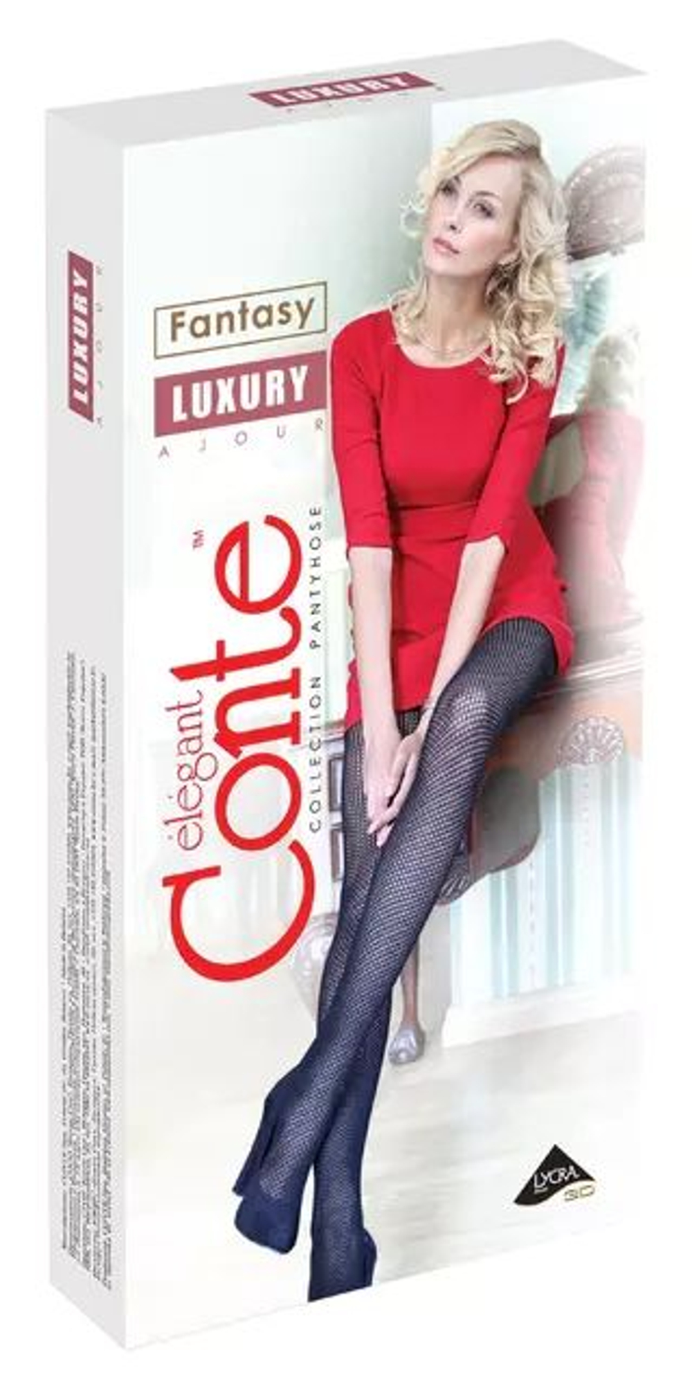 Колготки женские ажурные с эффектом мелкой сетки CONTE LUXURY