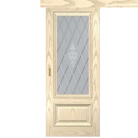 Фото одностворчатой двери купе Фараон 1 дуб слоновая кость со стеклом