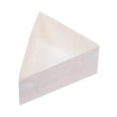 Коробка под кусочек торта с пластиковой крышкой 140*140*120*70 мм (белая)