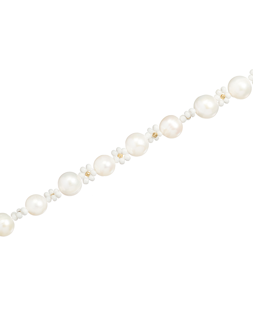 Колье- барочный жемчуг, белые цветы