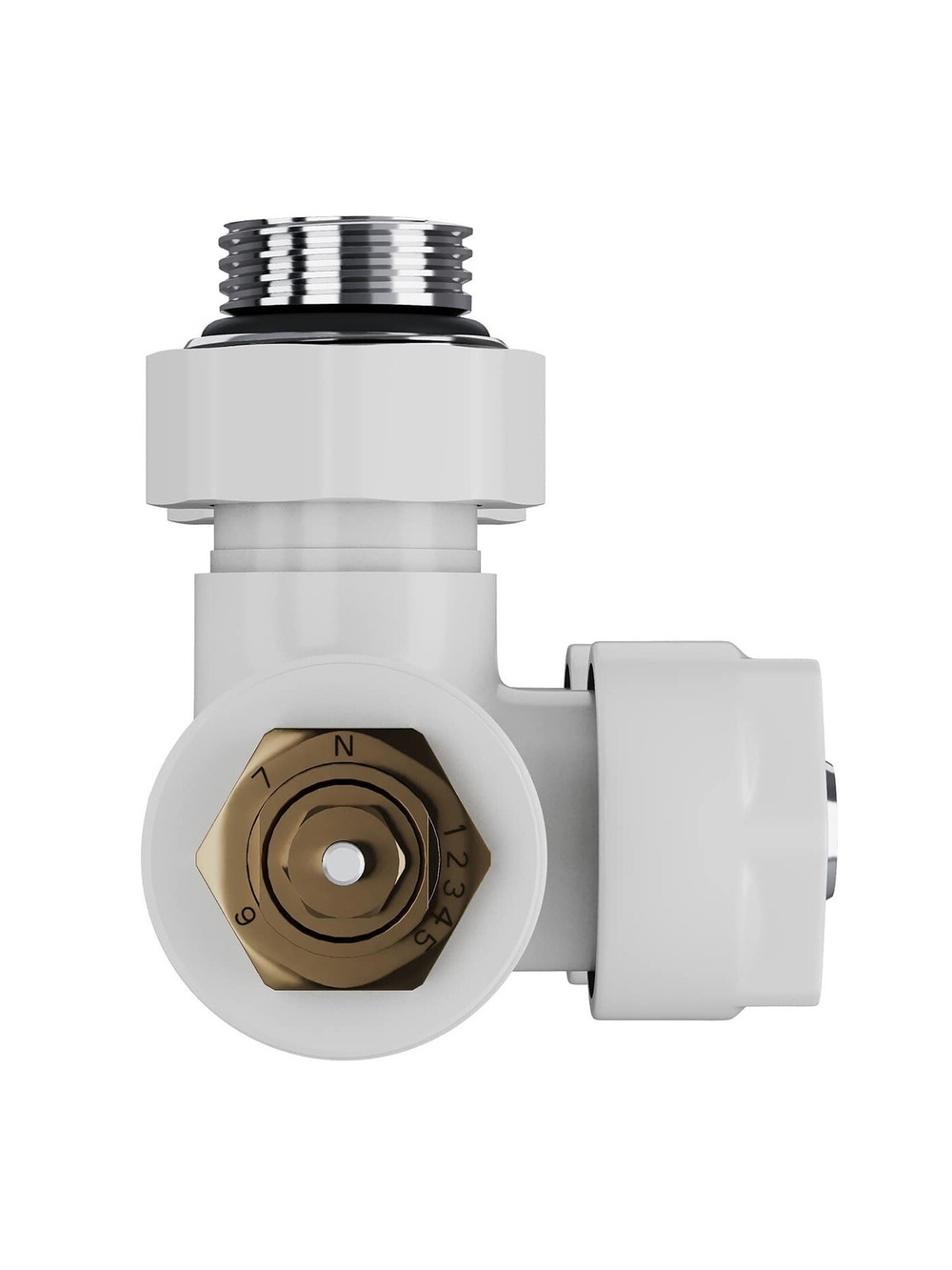 Узел нижнего подключения термостатический угловой Royal Thermo Design Pro 15мм М30х1,5 (Белый)