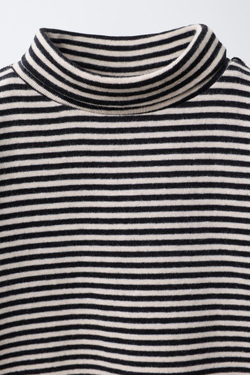 ZARA ТОП С ВОРОТНИКОМ-СТОЙКОЙ, ЧЕРНЫЙ/БЕЛЫЙ