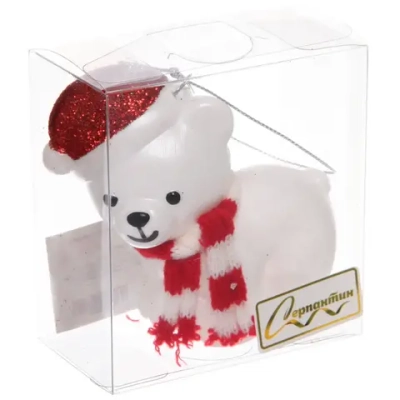 Елочная игрушка «Милый мишка» 8*4*9 см, Красный