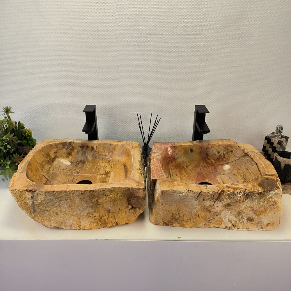 Раковина из окаменелого дерева OD-62447 47*42*15 2шт