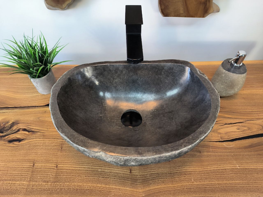 Раковина из речного камня RS-65786 46х32х16 из натурального камня