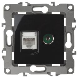 Розетка ЭРА Серия 12 12-3110-06 комбинированная RJ45+TV IP20 чёрный | Эра 12