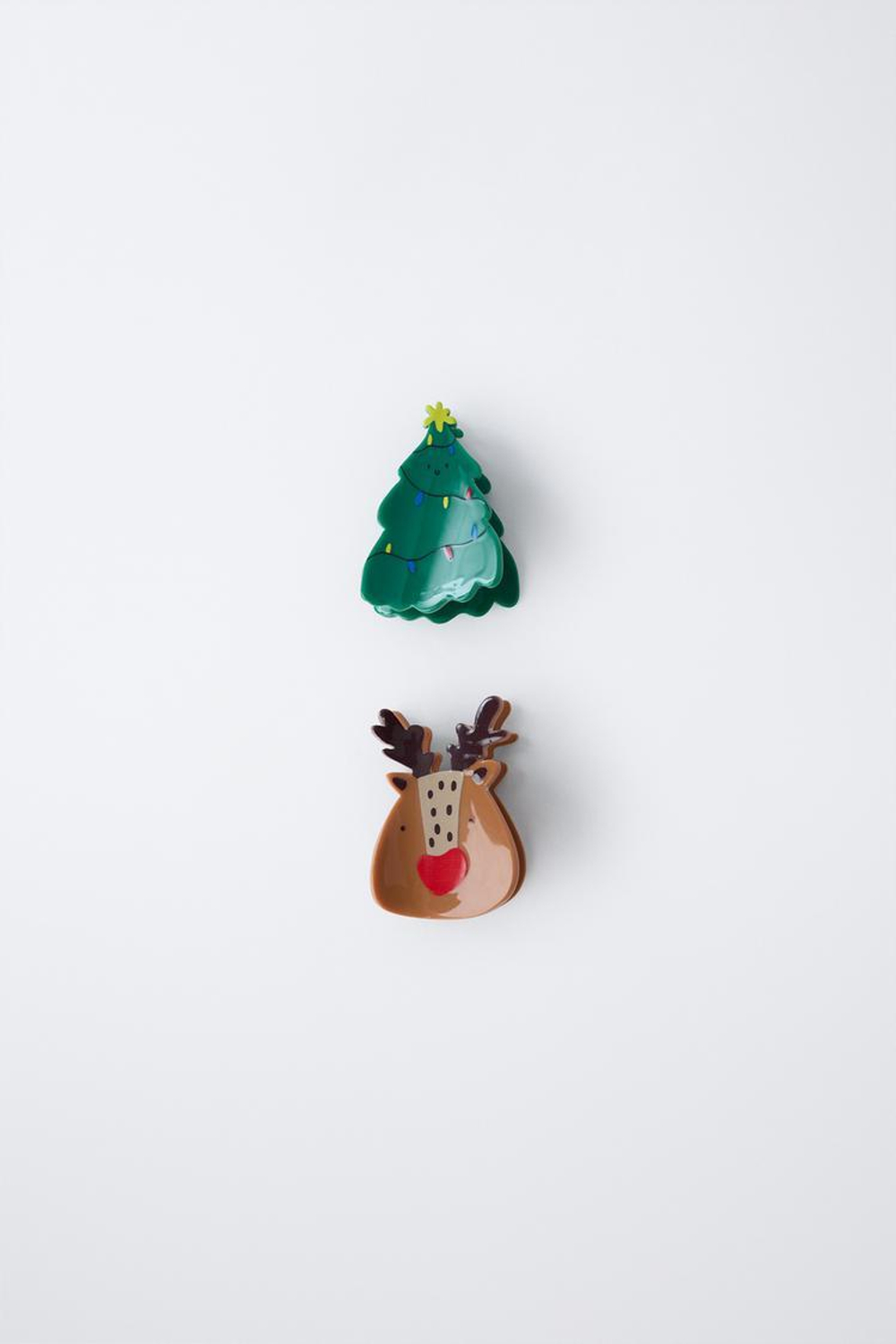 ZARA НАБОР ИЗ ДВУХ ЗАКОЛОК ДЛЯ ВОЛОС «ДЕРЕВО И ОЛЕНЬ», ЗЕЛЕНЫЙ