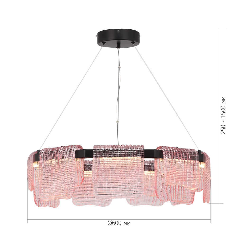 Светильник светодиодный, черный, розовый, LED, 54