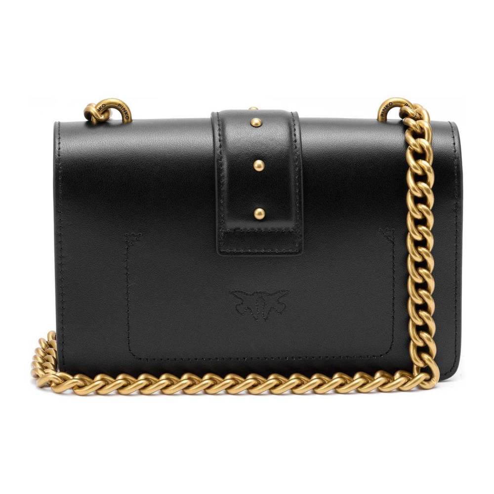Сумка Pinko Simply Series Simple Rivet Chain Classic Grain Leather Bird Bag Swallow Bag Messenger Bag Shoulder Bag Mini Black Gold, 1P22JJ-Y7SP-Z99Q