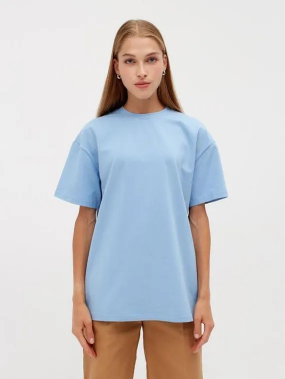Футболка женская MINAKU: Оversize, цвет голубой, р-р 42