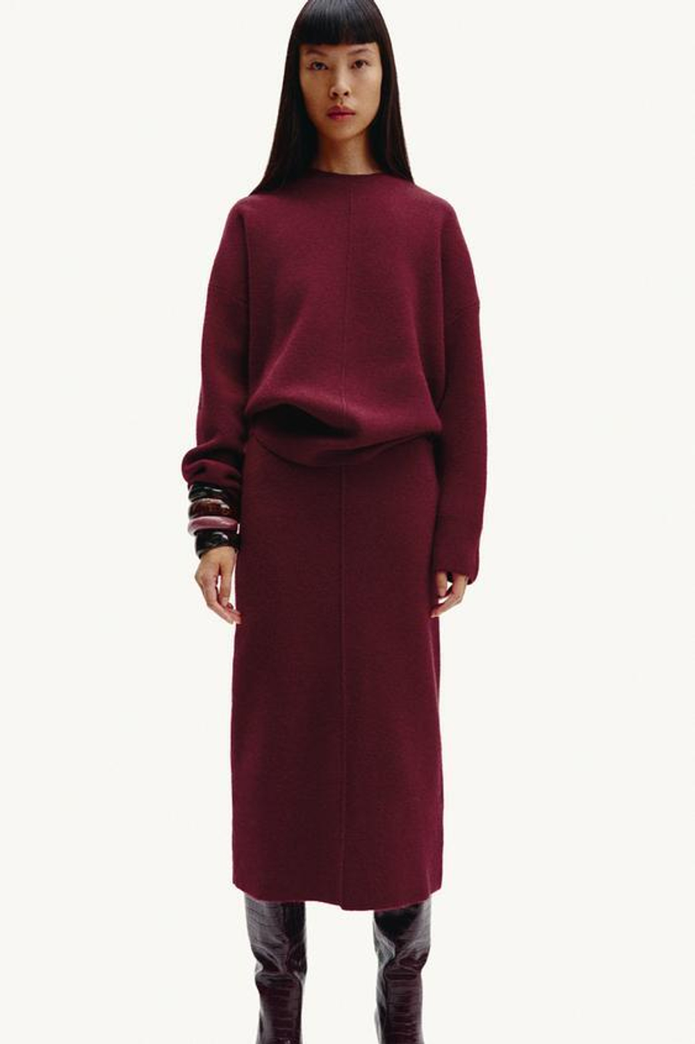 ZARA ОДНОТОННЫЙ СВИТЕР, ЦВЕТ БУРГУНДСКОГО ВИНА