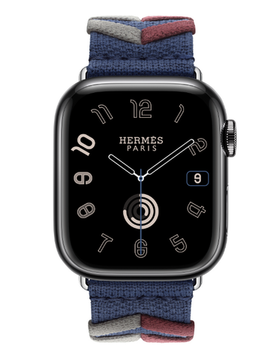 Apple Watch Hermès  41mm Space Black Stainless Steel Case with Navy Bridon Single Tour