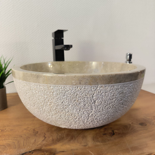 Раковина из мрамора Bowl Cream Dotted BM-66094 40х40х17 из натурального камня