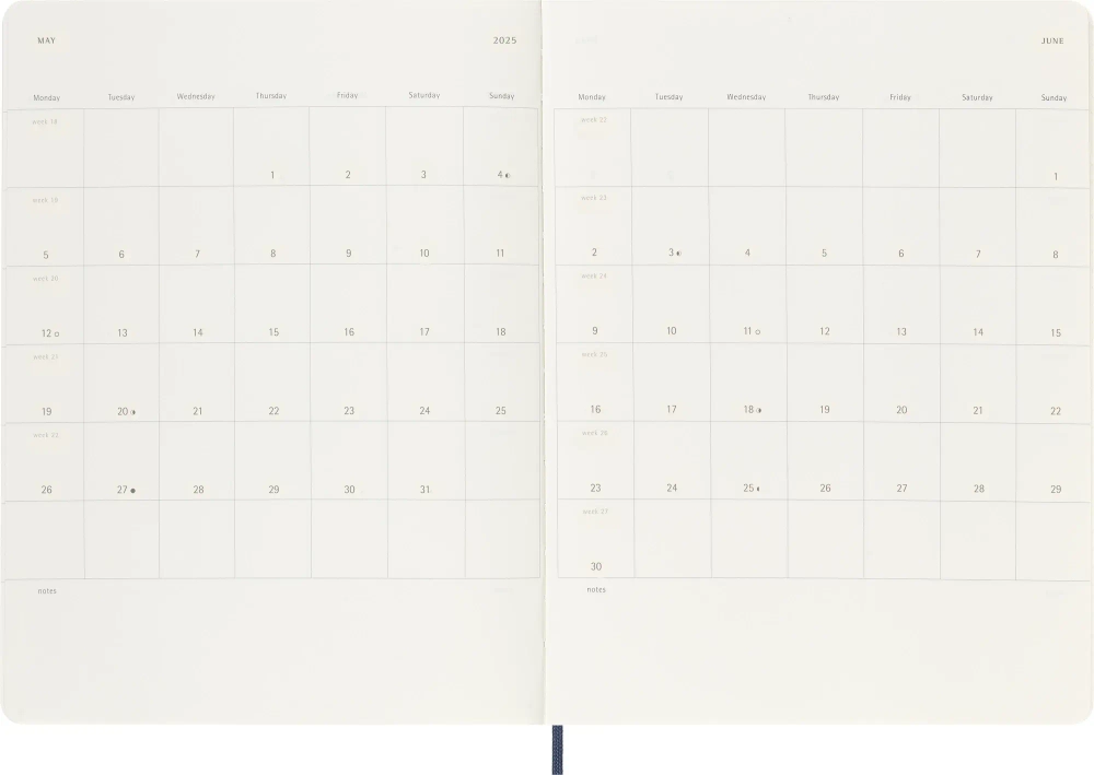 Еженедельник на 2025 год Moleskine Classic Soft WKNT XL (DSB2012WN4) 19х25см мягкая обложка синий сапфир