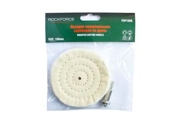 Диск полировальный хлопковый на дрель 100х10мм (? хвостовика 6мм),в блистере RockForce##Rock FORCE RF-PSP100Q