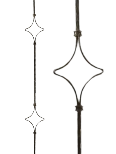 Кованая балясина. Высота 900 Квадрат 12мм. Узор "Два Ромба"