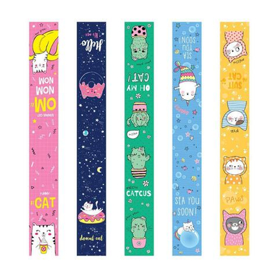 Закладка - магнит для книг 25*195мм. блестки "Candy cat" (Спейс)