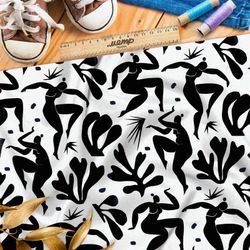 Ткань футер 2-х нитка танец женщин и кораллы на белом фоне