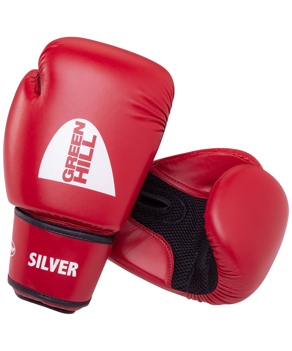 Бокс перчатки GREEN HILL SILVER (BGS-2039) красный 12oz                                                    .