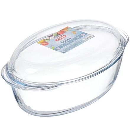 Форма для выпечки стекло, 4 л, овал, с крыш, Pyrex, 459AAST