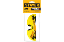 Защитные очки STAYER Mx-9 желтые, двухкомпонентные дужки, открытого типа 110491