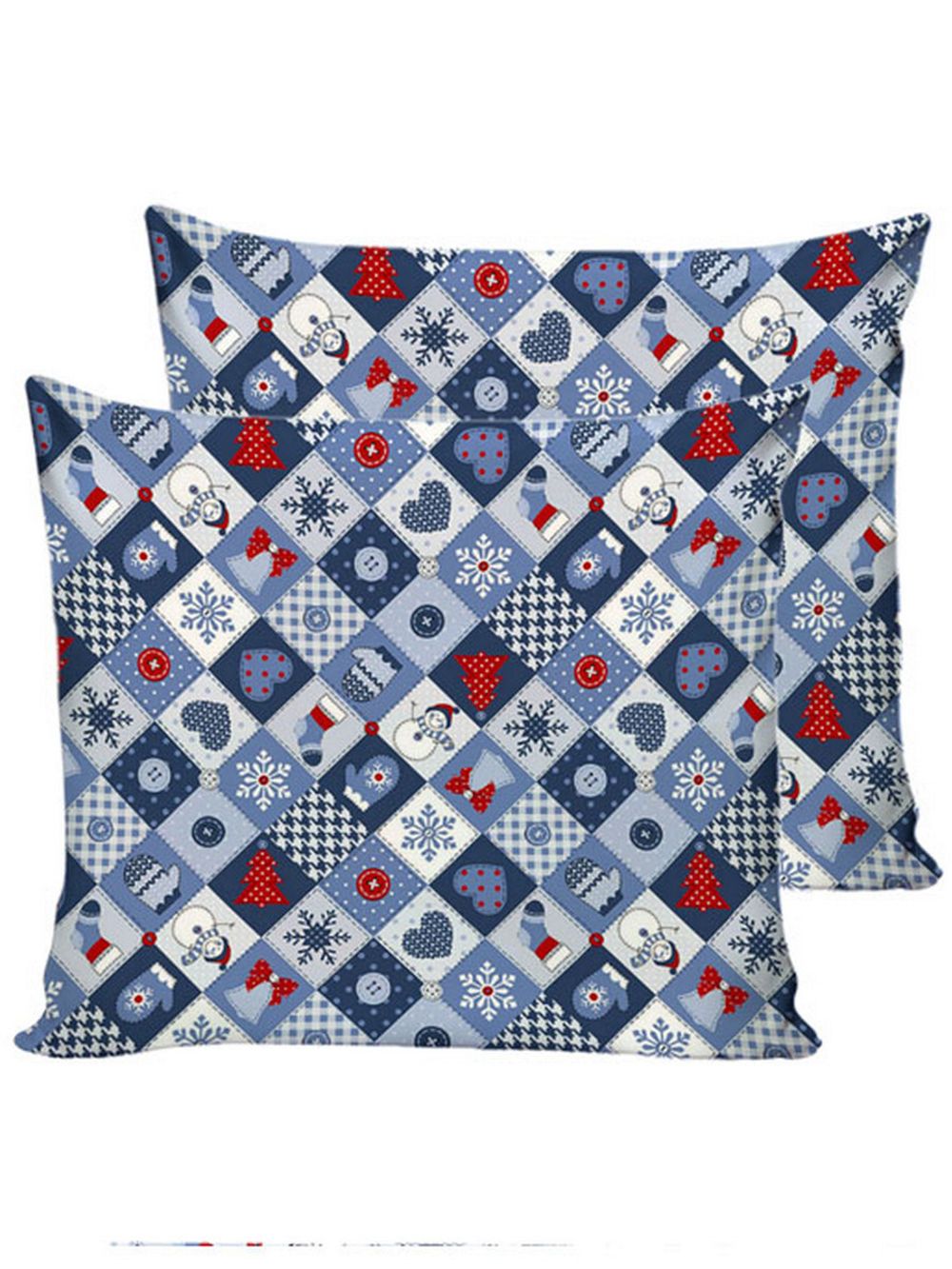 Наволочка комплект 2шт Сказка "Новогодний пэчворк" 70х70 см, перкаль