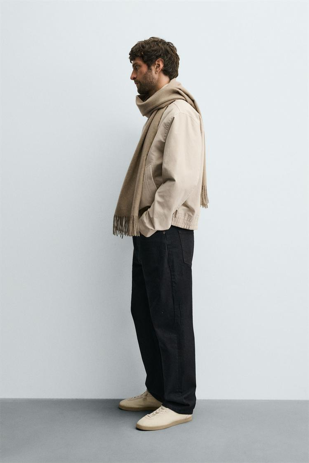 ZARA ХЛОПКОВАЯ КУРТКА С КАРМАНАМИ, КАМЕННО-СЕРЫЙ