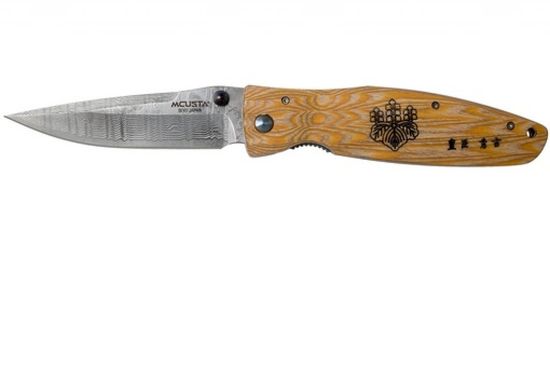 Складной нож Mcusta Toyotomi Hideyoshi Damascus Staminawood Handle MC-0182D c клинком из стали VG-10 San Mai (Laminated Stainlesss Damascus) рукоять дерево